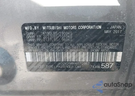 2017 Mitsubishi Lancer Es из США, поврежденный, VIN JA32V2FWXHU012967